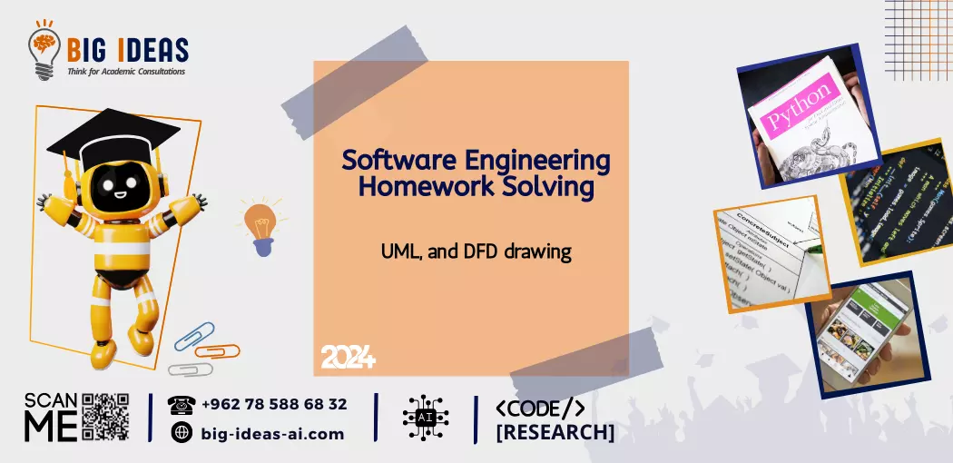 UML Homework, Unified Modeling Language Homework, UML diagrams, Class diagram, Use case diagrams, Sequence diagram, Activity diagram, DFD Homework, Data Flow Diagram, DFD symbols, System processes, Data movement visualization, Information flow, ER Diagram, Entity-Relationship diagram, Database modeling Homework, Entity types, Relationship types, Database design, Class Diagram, Class modeling Homework, Object-oriented design Homework, Class attributes, Class relationships, Class inheritance, Sequence Diagram, Sequence modeling, Interaction diagrams, Object interactions, Message passing, Lifelines, Activity Diagram, Activity modeling, Process flow visualization, State transitions, Activity states, Decision points, Use Case Diagram, Use case modeling, Actor interactions, User scenarios, System functionality, Use case relationships, Project Management, Software project management Homework, Project planning, Resource allocation, Task scheduling, Project monitoring, Risk Management, Software project risks, Risk identification, Risk assessment, Risk mitigation, Risk response planning, Gantt chart visualization Homework, Project timeline, Task scheduling chart, Project progress tracking, Time management